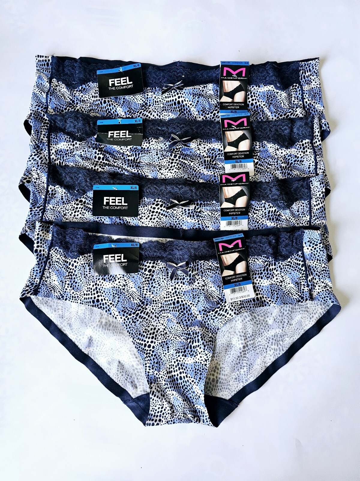 Maidenform 40861 4-Pair Women Comfort Devotion Hipster Panty Underwear Size 8 XL