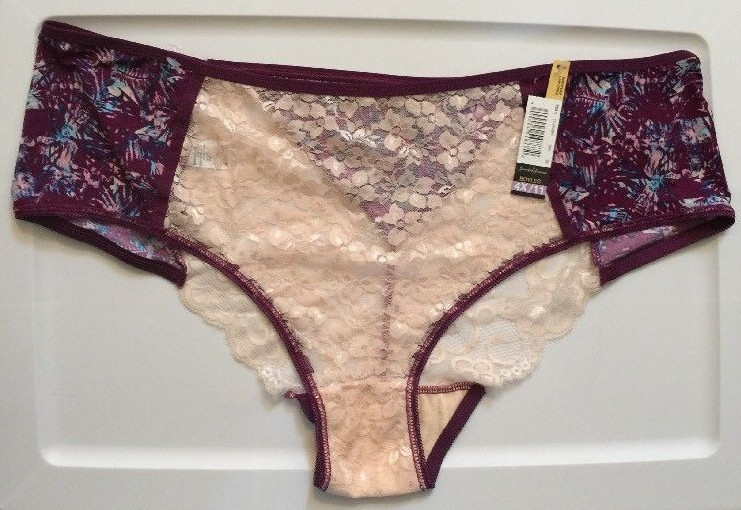 Womens Sexy Peach Mauve Boyleg Panties Size 3X-4X Sheer Front Solid Sides V Back