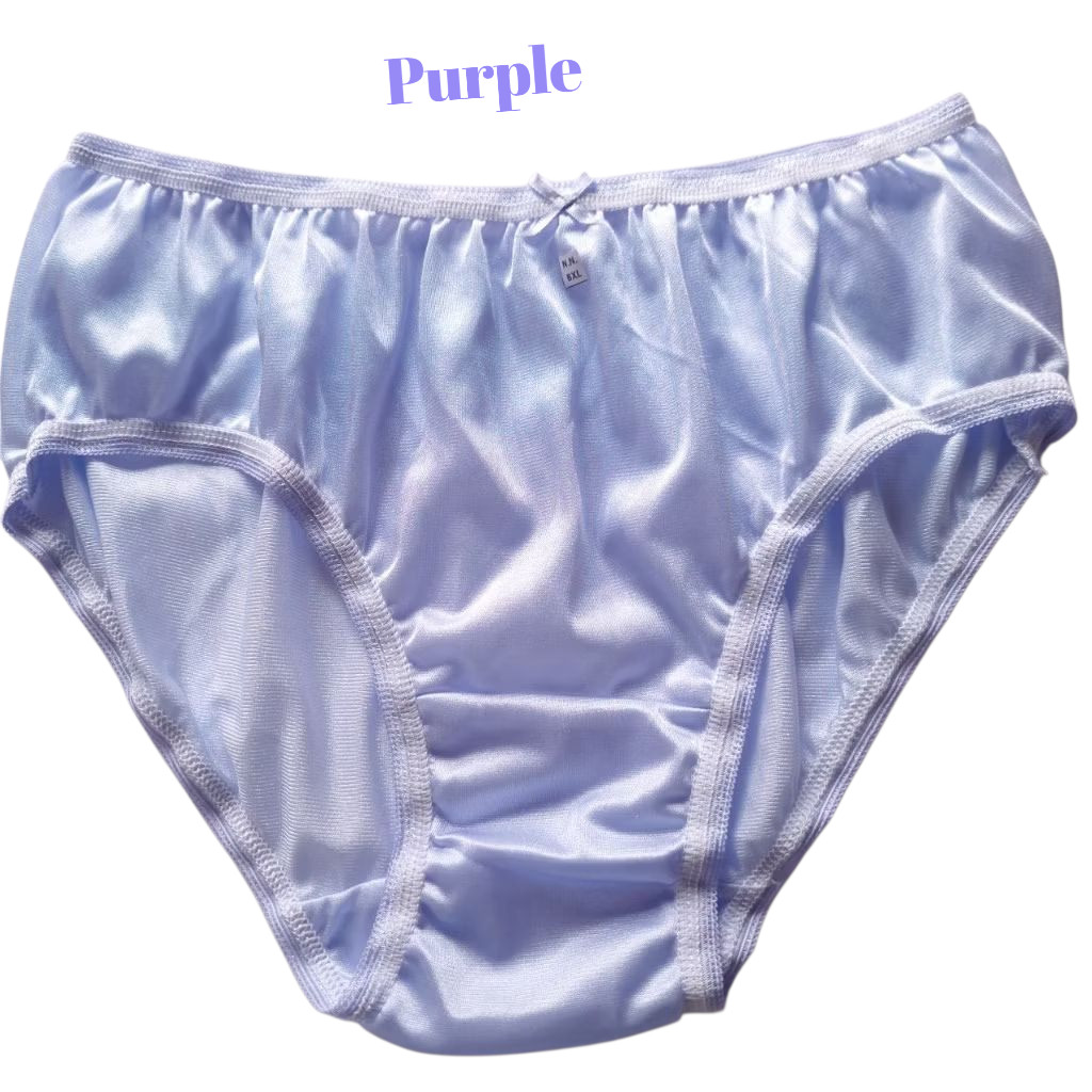 10x Women’s Silky Nylon Brief Panties XL High Waist Retro Style Soft Breathable