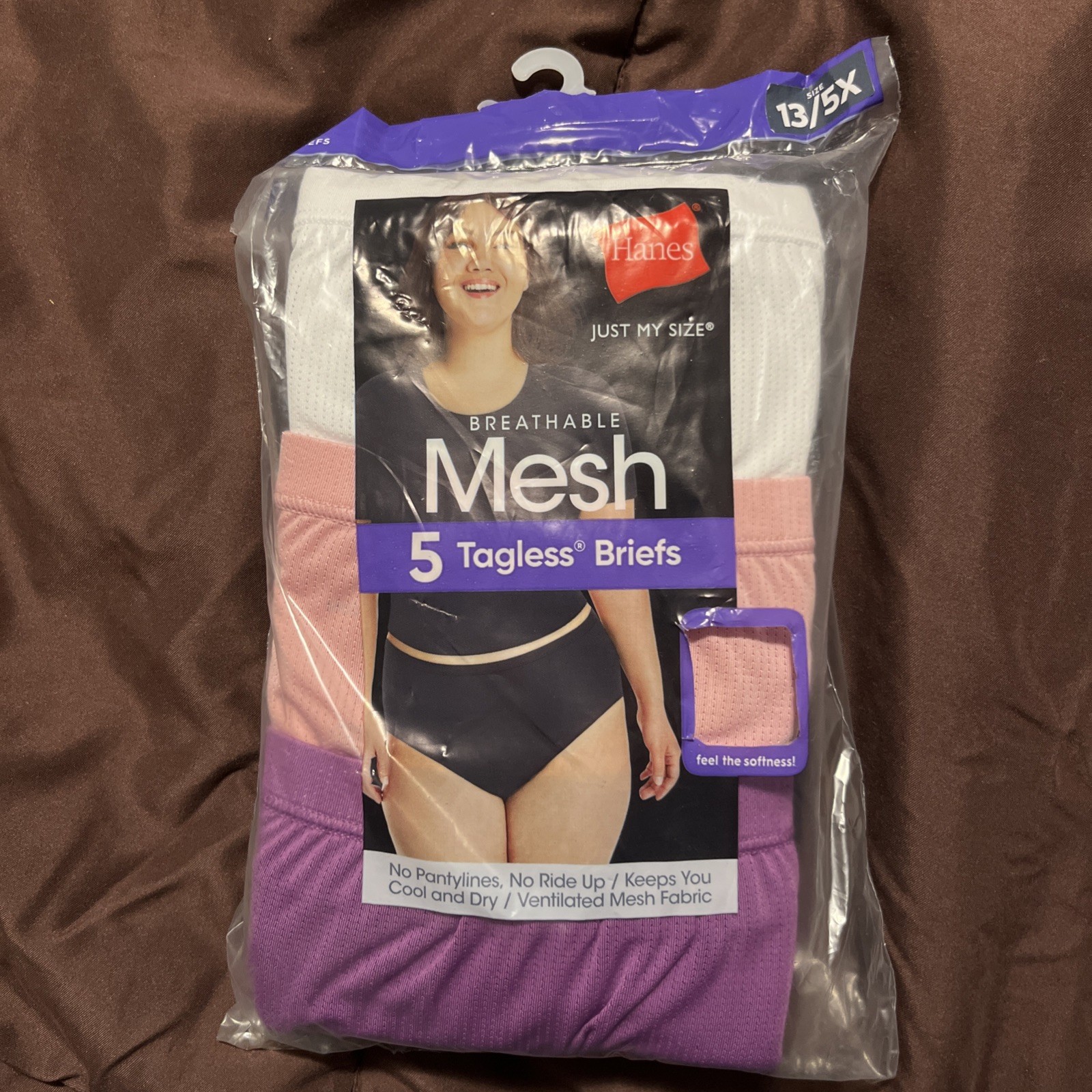 5-Pack HANES Just My Size Women’s 13/5X Hipsters Mesh Tagless Underwear New Nip