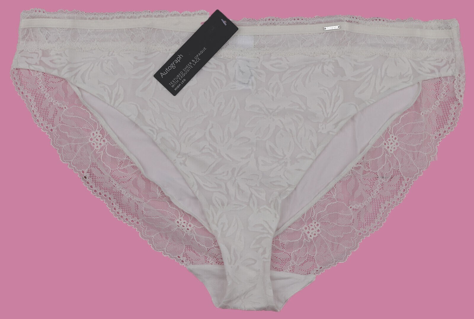 M&S Autograph High Leg Knickers Cream Womens Size 26 x2 zz
