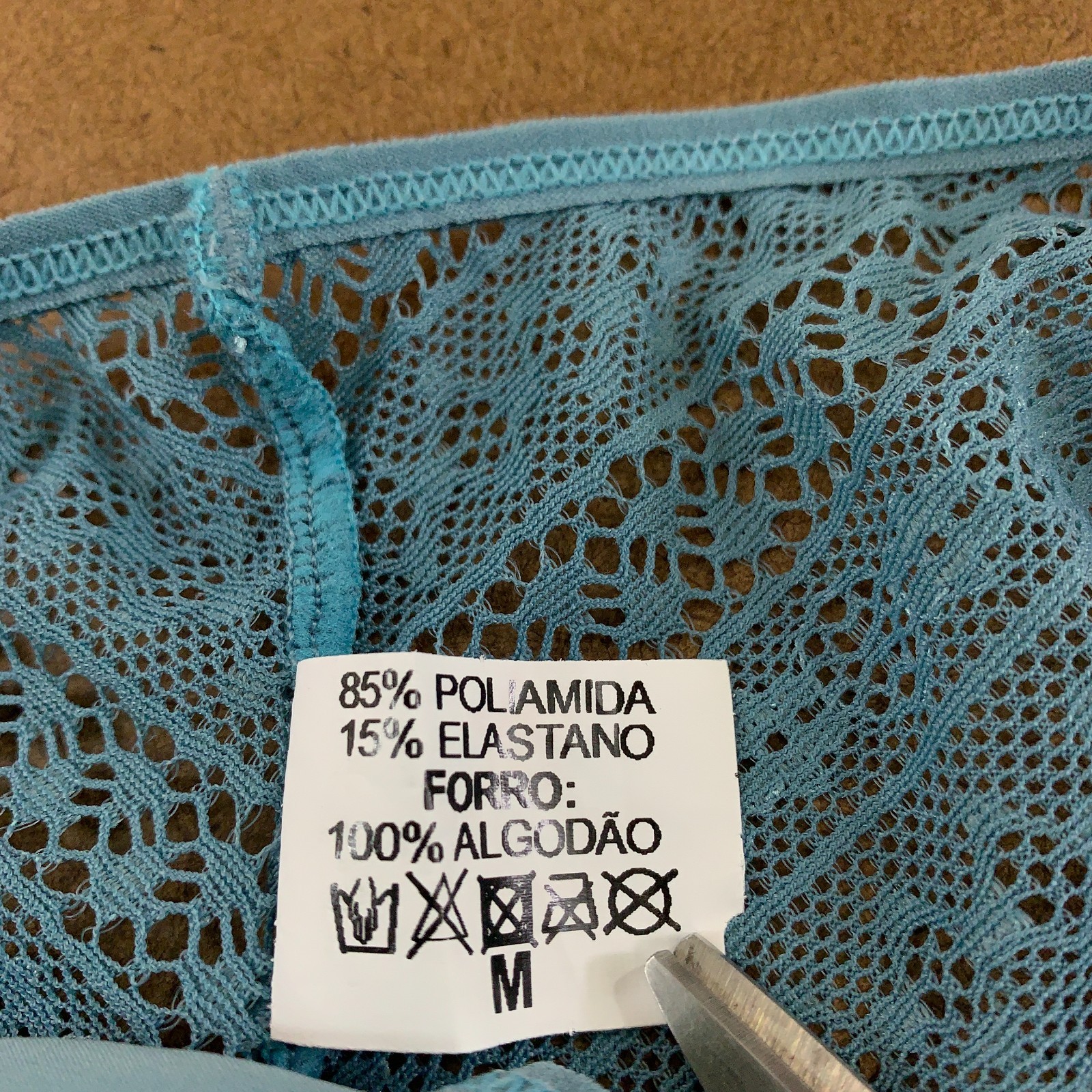 World Star Lingerie Womens Size Medium Teal Lace Back Cheeky Panty NWT