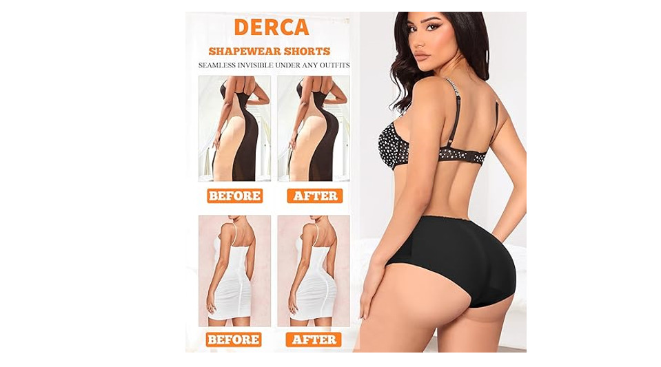 DERCA Butt Lifter Panties Padded Underwear for Women Seamless Booty Pads, MEDIUM