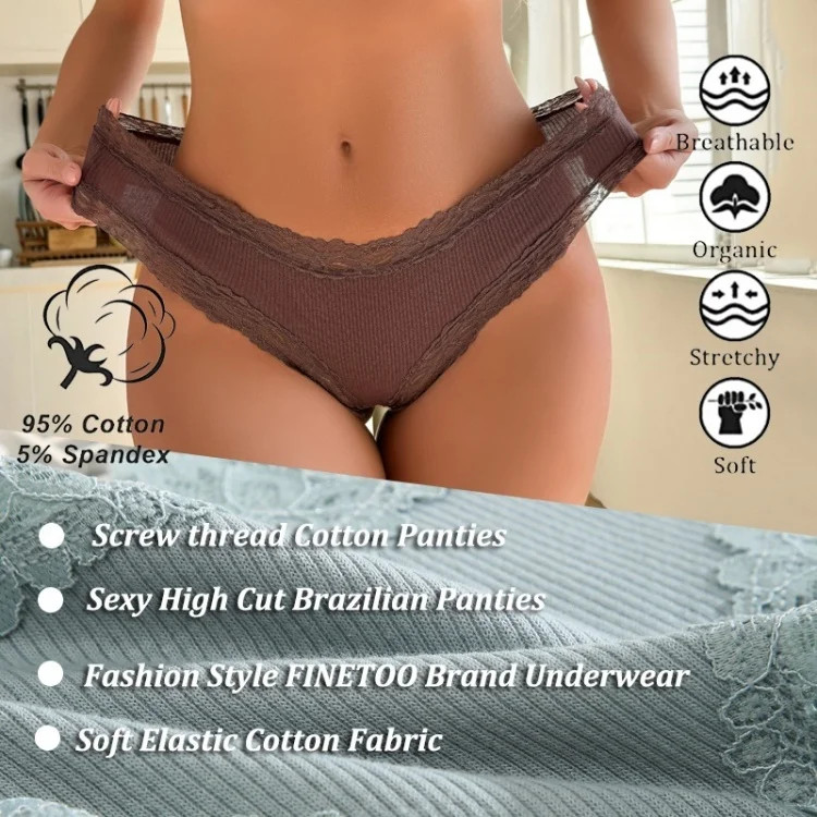 Cotton Panties Lace Low Rise Bikini Breathable Women’s Underwear 11 Pcs