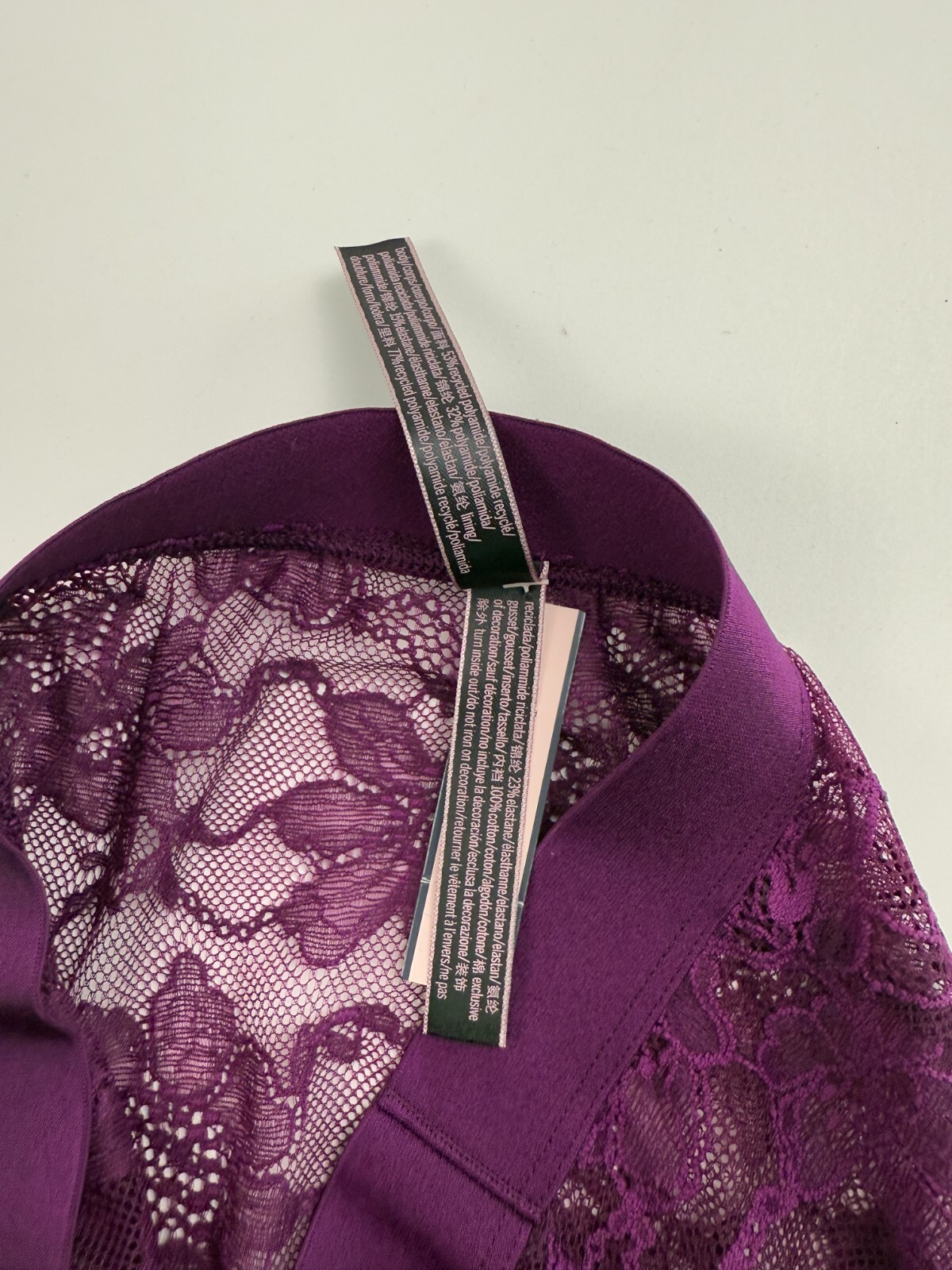 Victoria’s Secret Lace Brazilian Slip w/ Bling VS Logo Burgundy Size S NWT