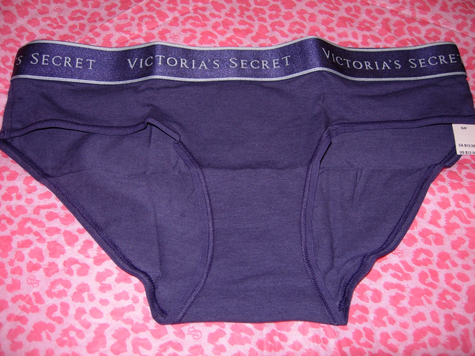 Victoria’s Secret Sexy Hiphugger Smooth Classic Purple Block LOGO Shine XS NWT