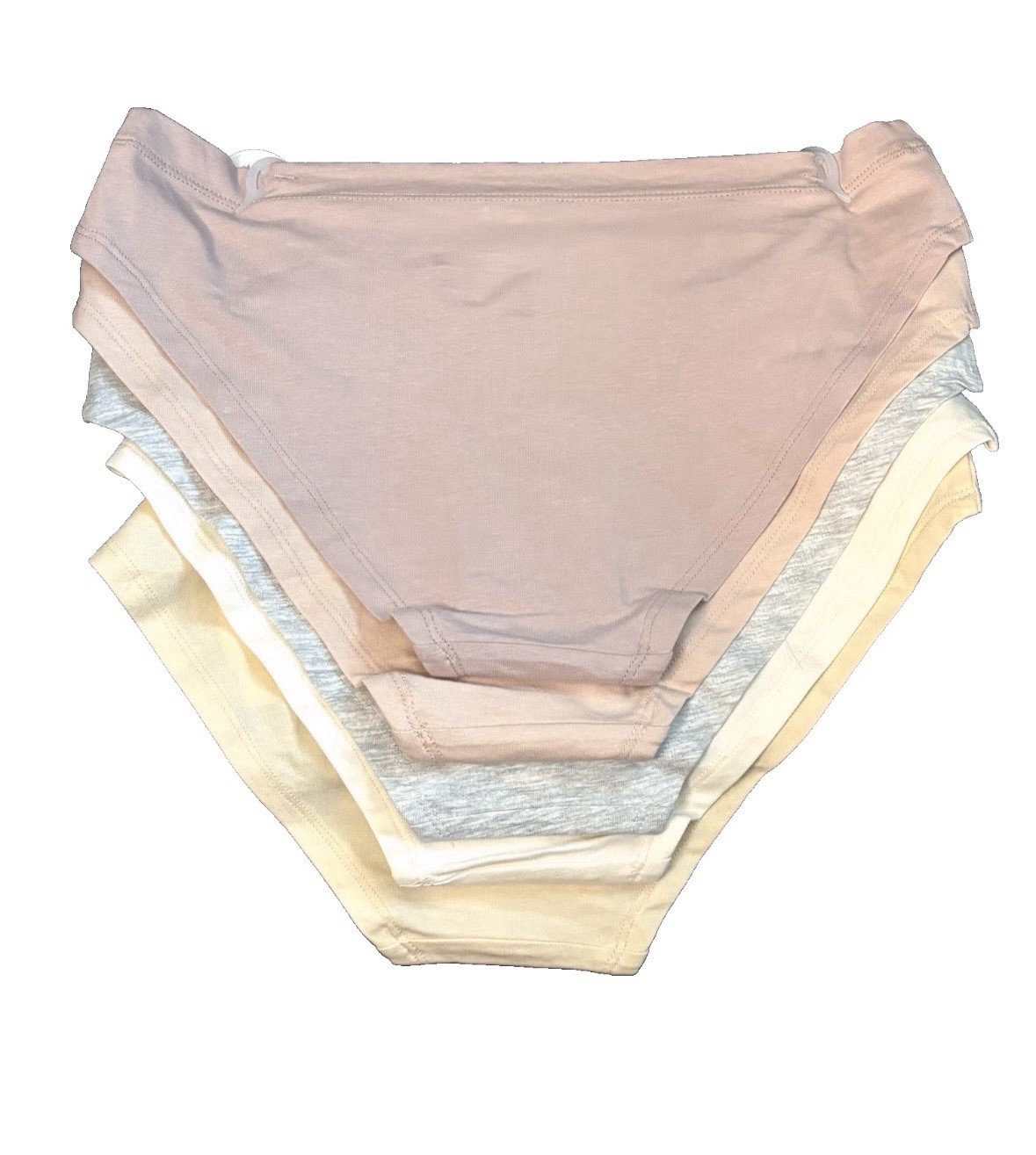 DANSKIN WOMEN ORGANIC COTTON BIKINI PANTIES XL 5 PACK SEAMLESS SOLID SUPER SOFT