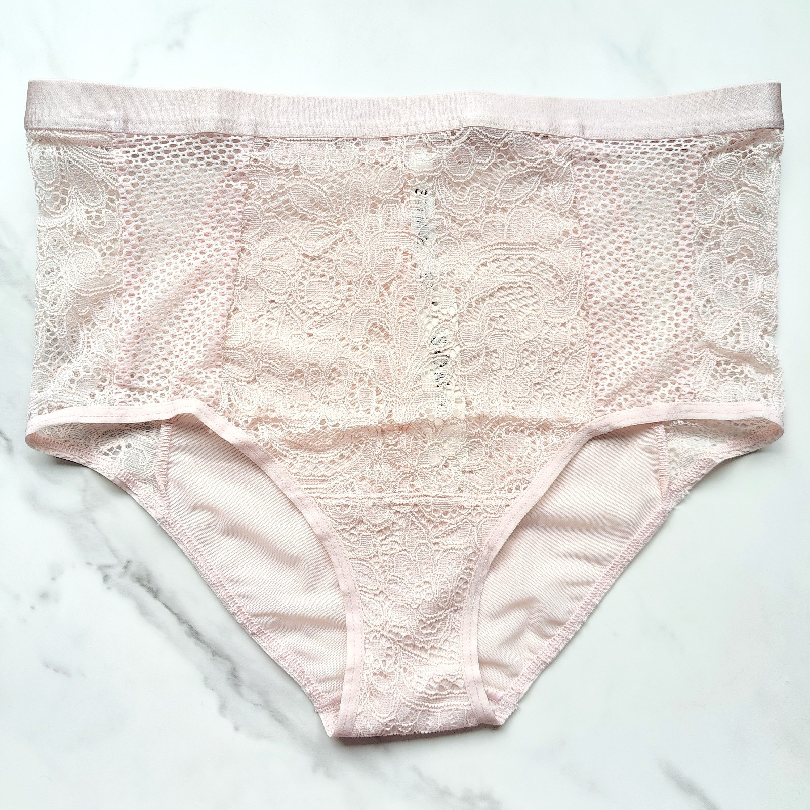 Soma Mixed Media High-Waist Brief Panty Pretty Pink Size XL