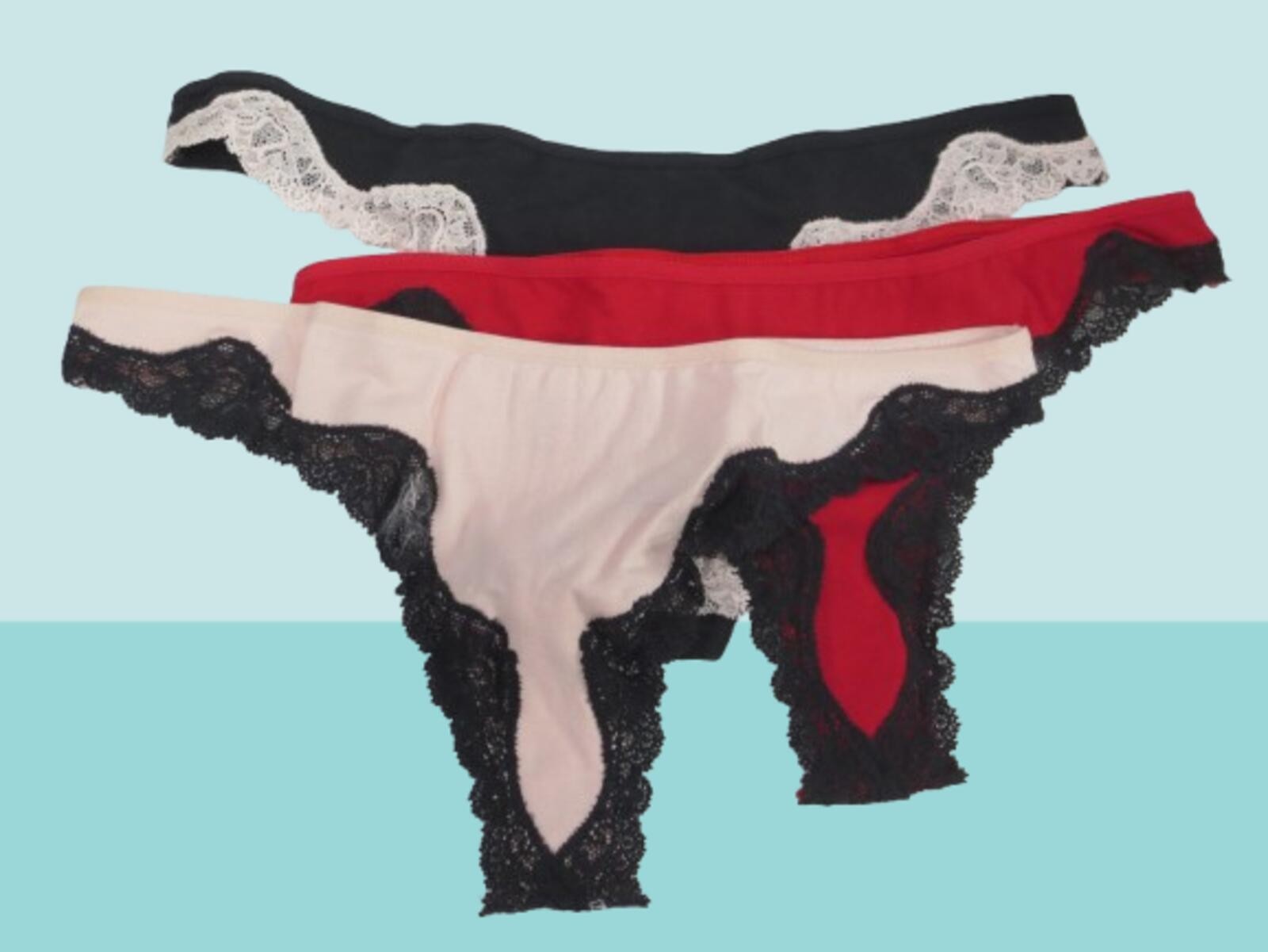 EXPRESS INTIMATES COTTON SPANDEX THONG PANTY BLACK, PINK & RED SIZE S 3PC SET