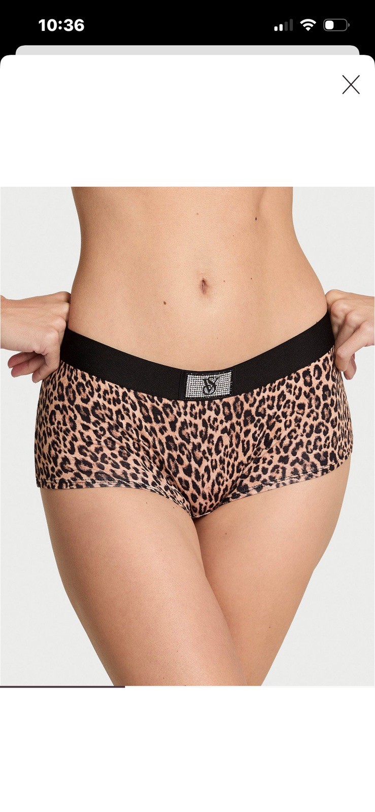 Victoria’s Secret NWT Medium Leopard Print Shine Patch Boyshort Panty Logo Sexy