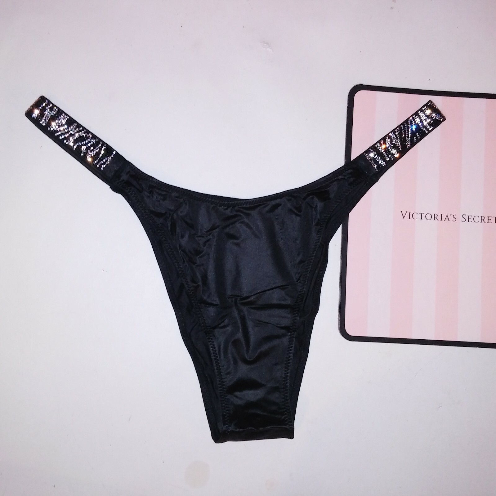 Victoria Secret Panty Brazilian Large Shine Strap Bling Zebra Very Sexy High Leg