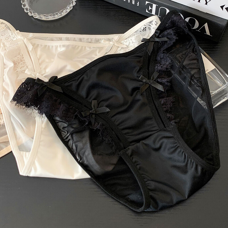 4 Pack Lot Sexy Womens Satin Panties Underwear French Sheer Lace Bikini Lingerie