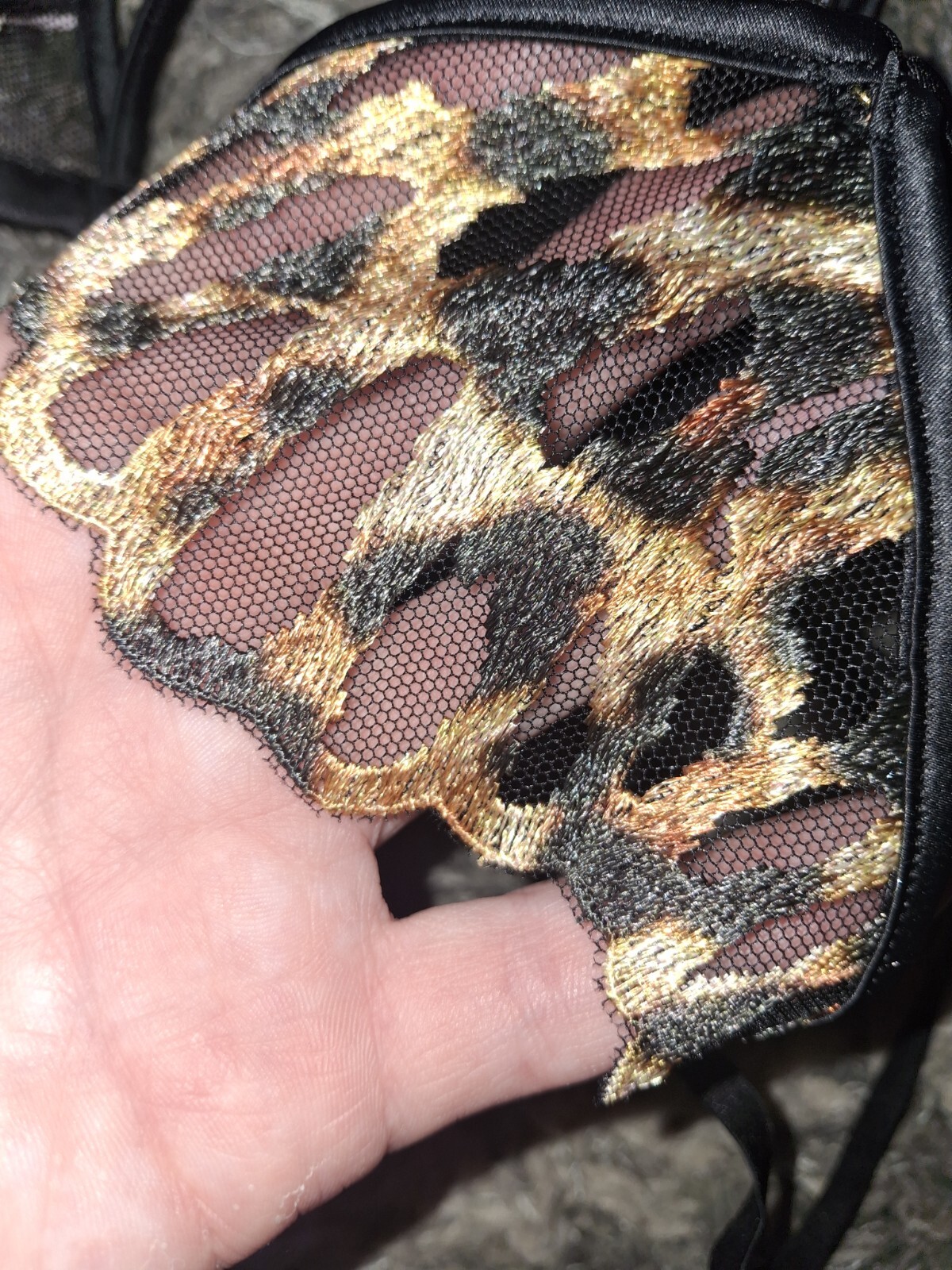 Vs logo hardware Embroidered Leopard Crotchless Brazilian Panty NEW Large