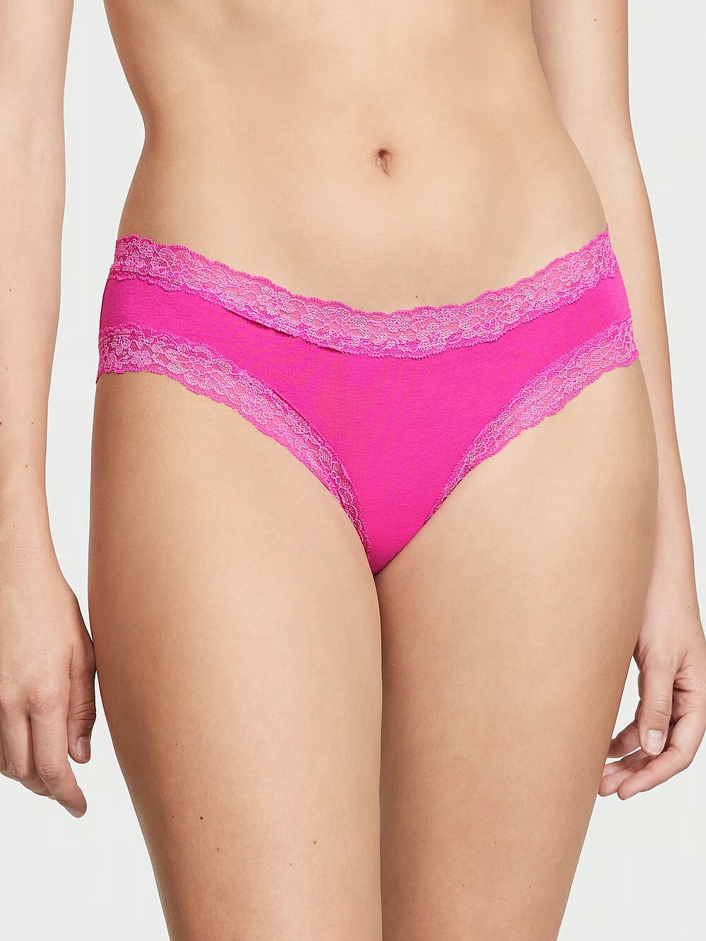 XXL Pink SHIMMER Victoria’s Secret Stretch Cotton Lace-Waist & Leg Cheeky Pantie