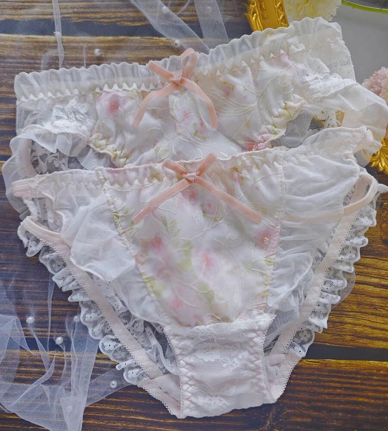 Lolita Girls Lace Floral Underwear Panties Briefs Bow Panty School Underpants