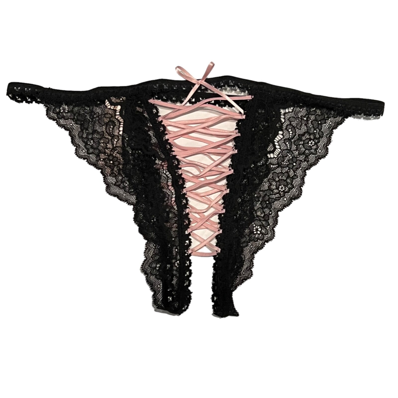 NWT VICTORIA’S SECRET Dream Angels String Bikini XS-S-M-XL Black Lace Pink