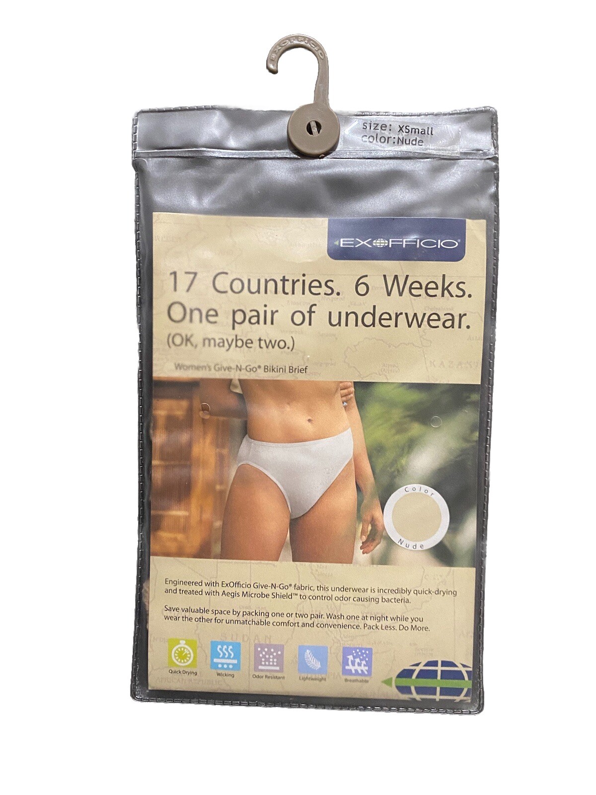 New ExOfficio Womens Give -N-Go Bikini Brief Nude Beige Underwear Panties XS