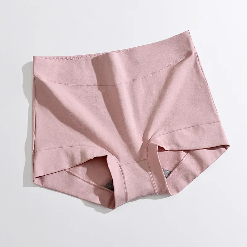 1pc High Rise Panties Pure Cotton Solid Color Boxer Shorts Plus Size Underwear