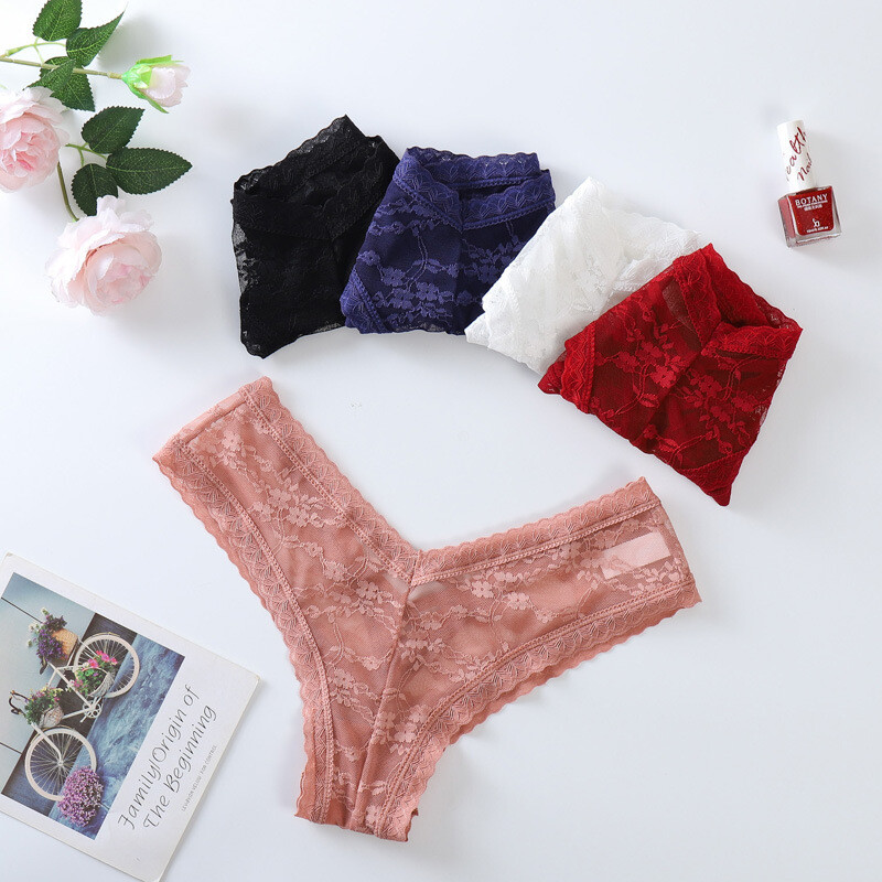 5 Pack Lot Sexy Womens Sheer Lace Panties Thongs Ladies Underwear Lingeries Soft