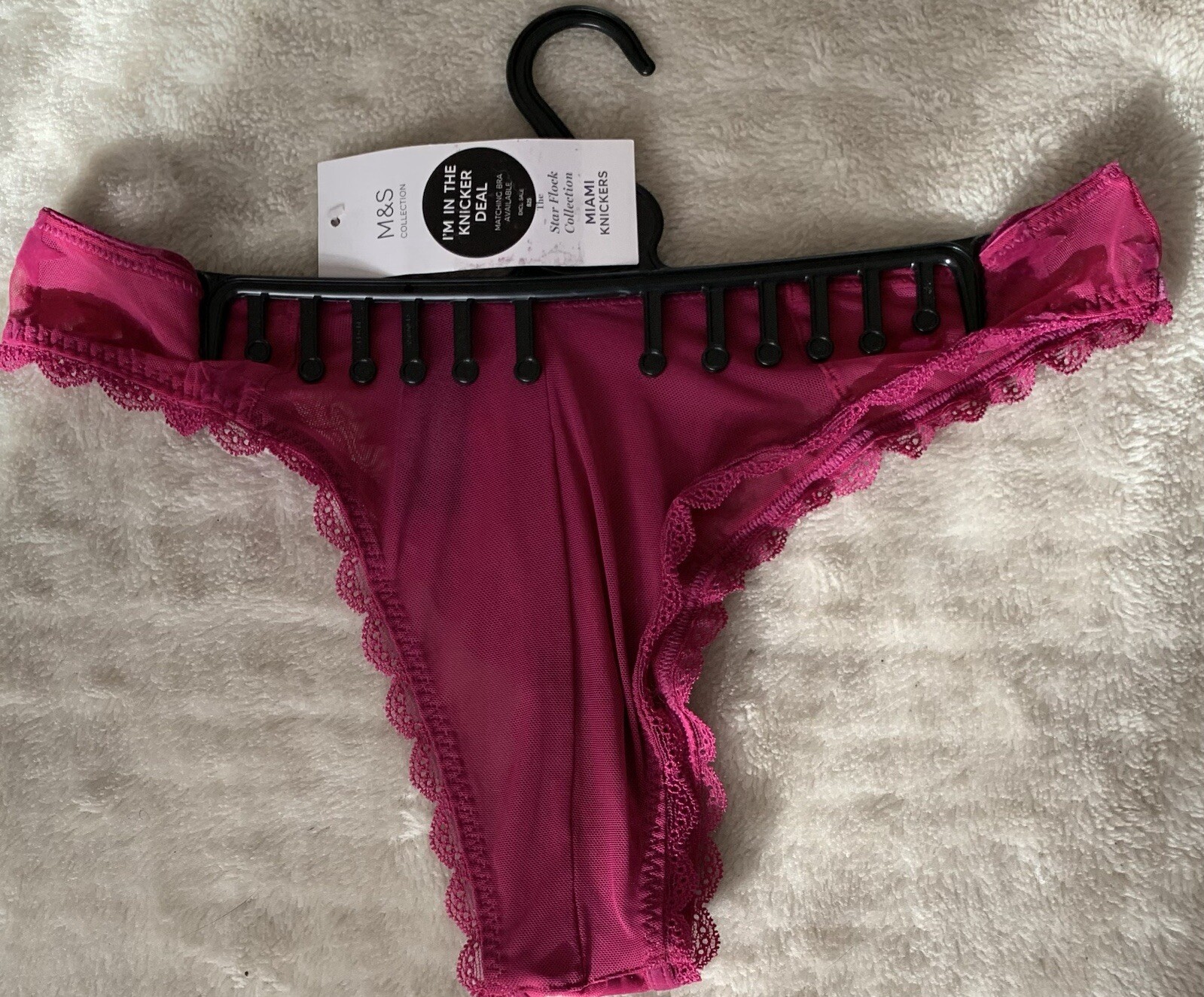 BNWT M&S Miami Knickers in Magenta mix UK 10 with Velvet details