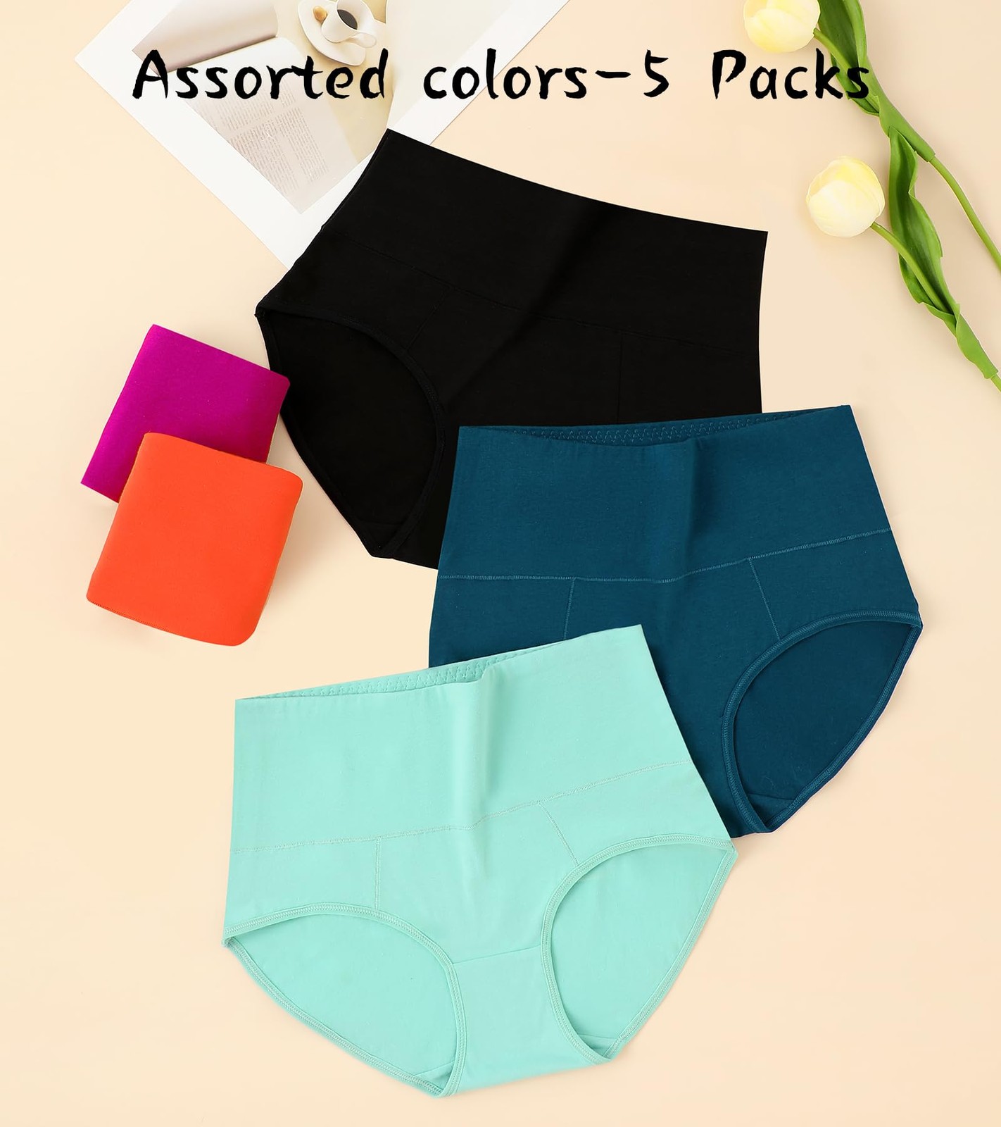 High Waisted Plus Size Tummy Control Cotton Briefs for Women – XL Pack