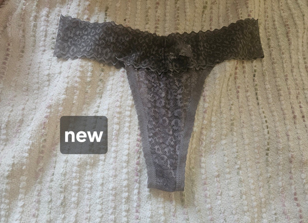 New Gray Lace Thong Large