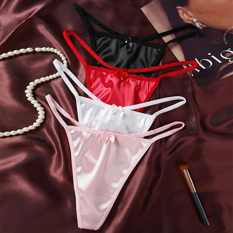 Seamless Thong Low Rise Bow Cotton Women’s G String Panties Underwear 3 Pcs