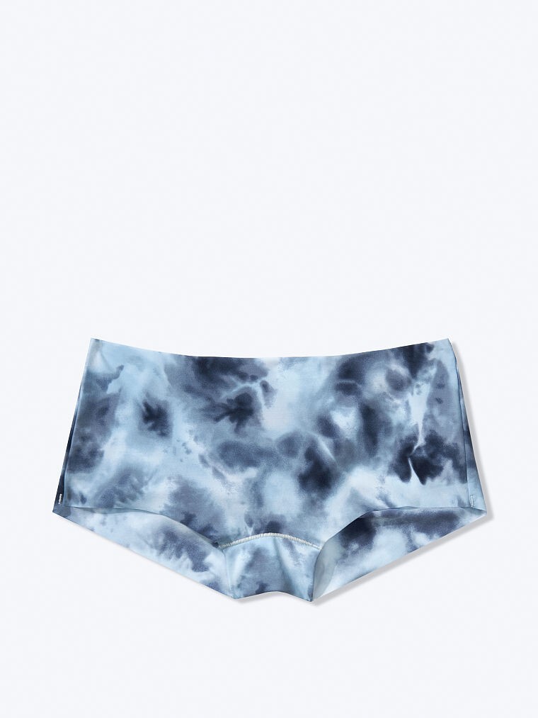 M NO SHOW Blue Navy Tie Dye Stretch Victorias Secret PINK Boyshort Brief Panty