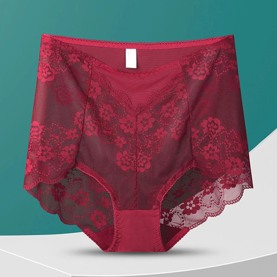 2 Pack High Waist Briefs Tummy Control Girdles Lace Shaper Panties M-3XL