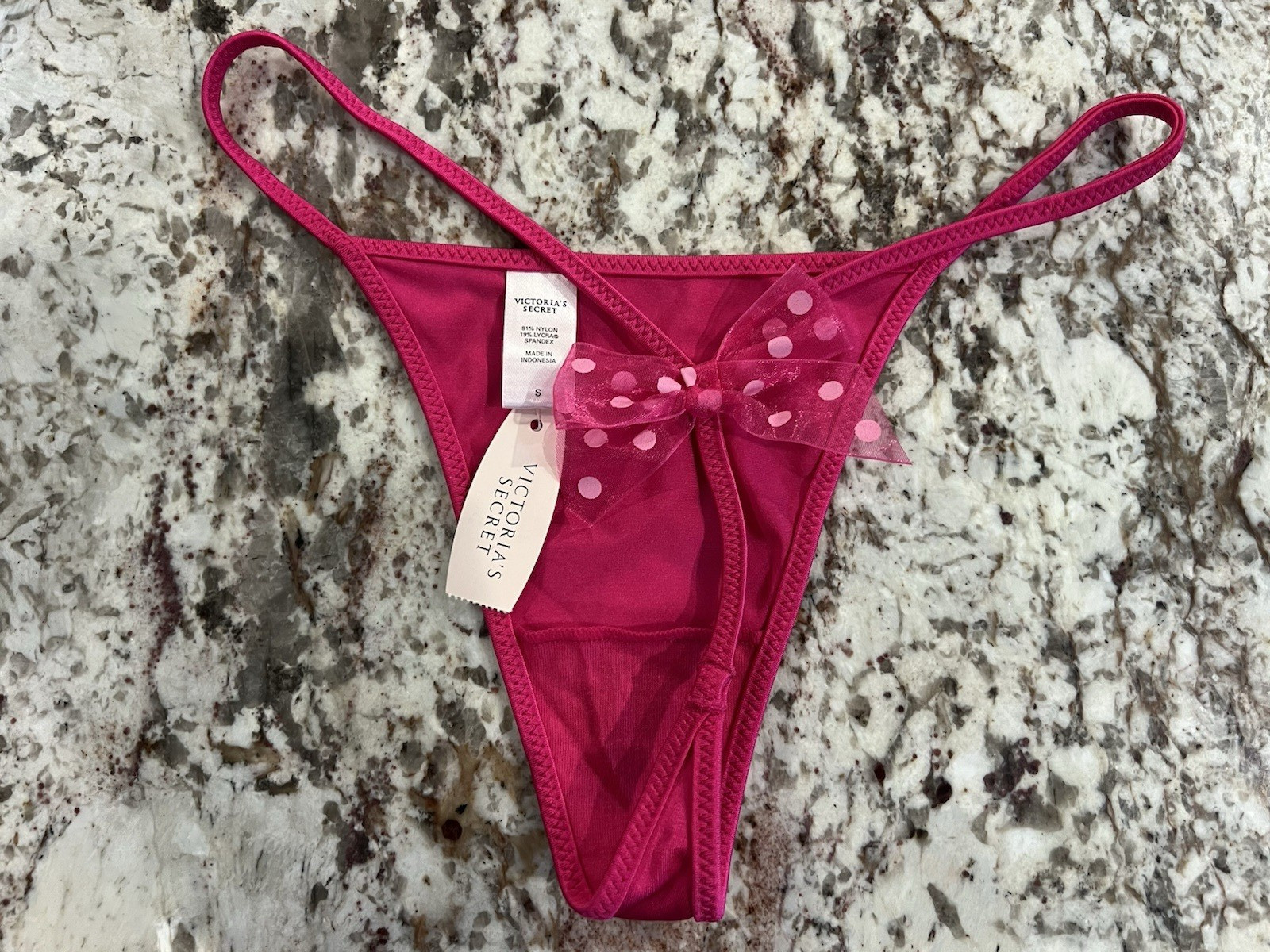 True Vintage Victoria’s Secret Satin V String Thong Panty Silky Pink Small