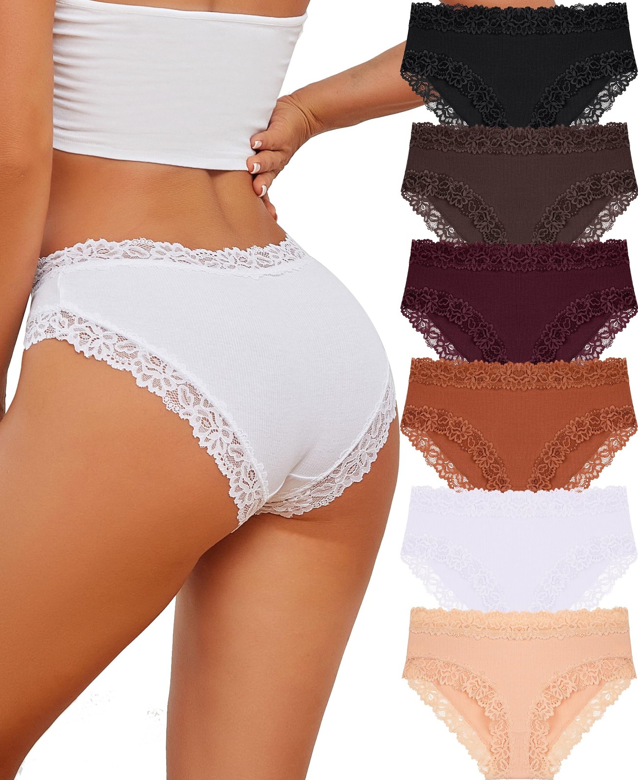 Knowyou Medium, A 6 Pack(black*1 White*1 Orange*1 Brown*1 Beige*1 Wine*1)