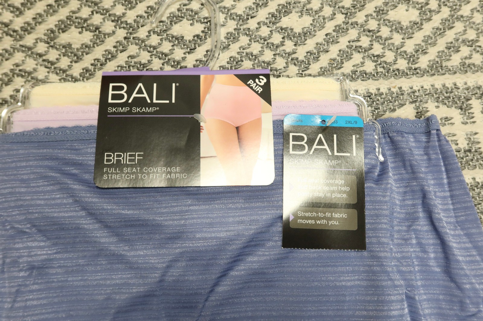 3-pack Bali Skimp Skamp Briefs Panties – Full Seat Coverage – 2XL / 9 – New!