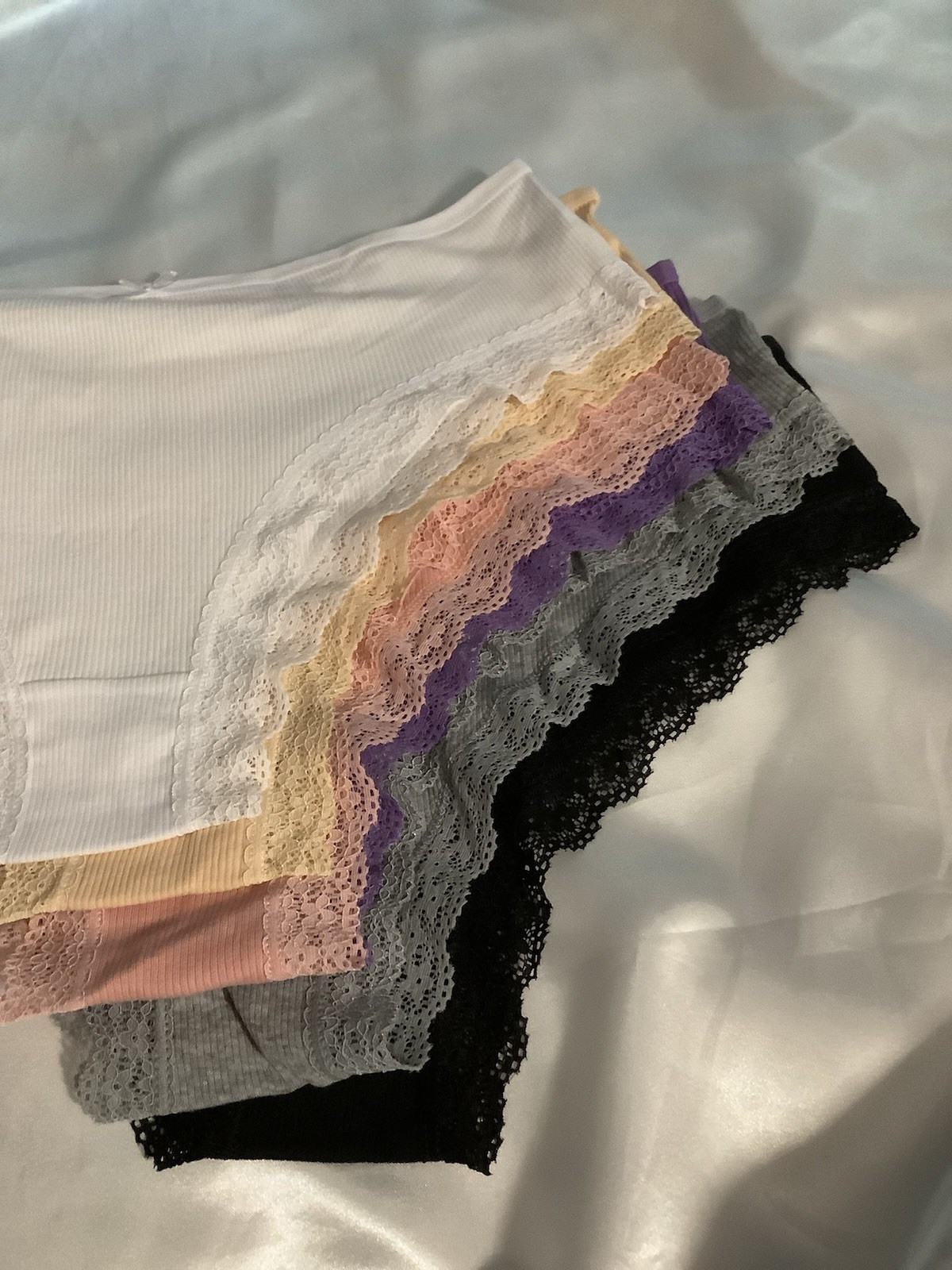 Women’s Teens Comfort Briefs Hollow Back Black Gray Purple Yellow Pink 6pk L