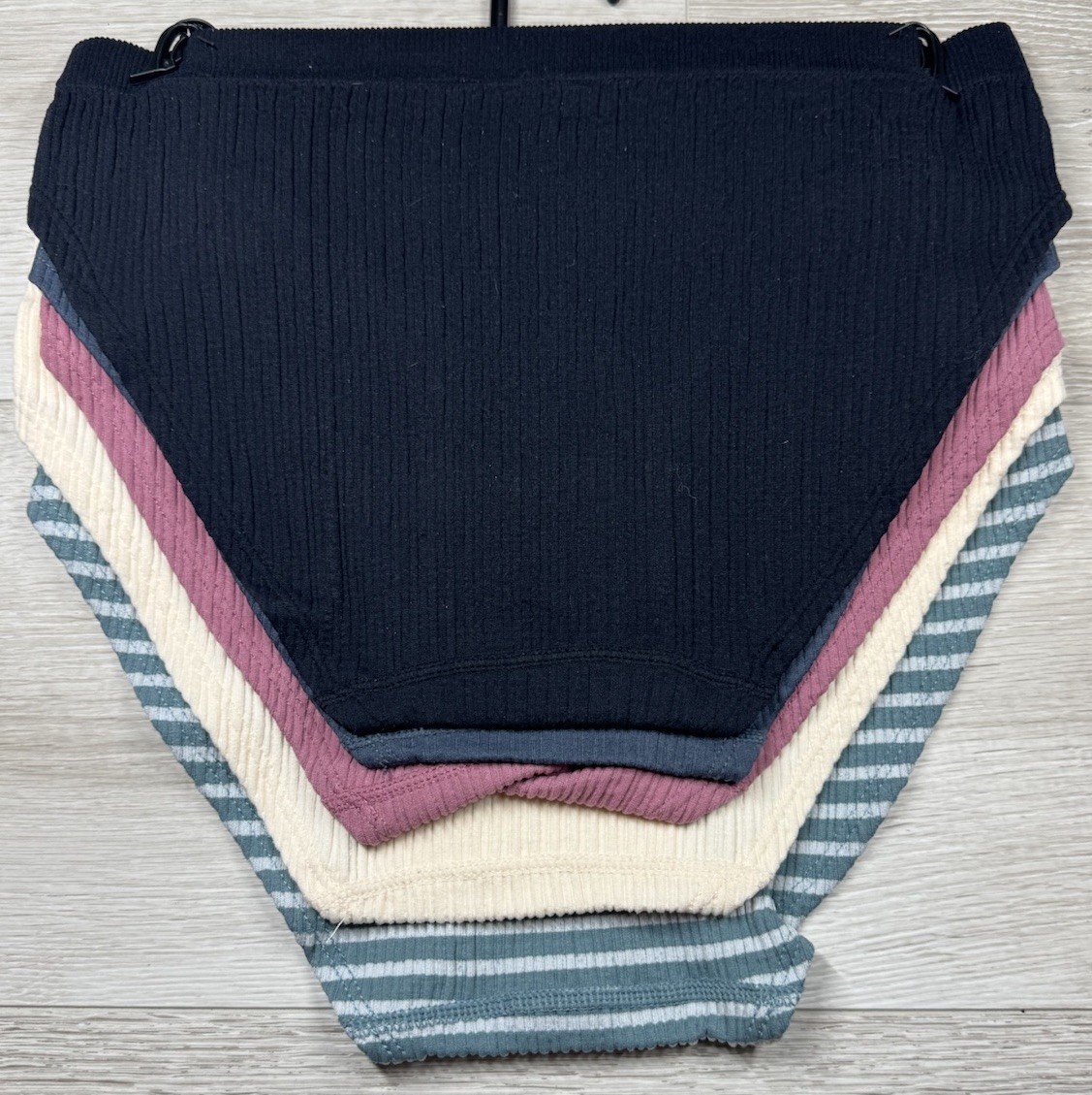 LUCKY BRAND Womens 5-Pair Bikini Ribbed Seamless Underwear Panties Nylon Blend L
