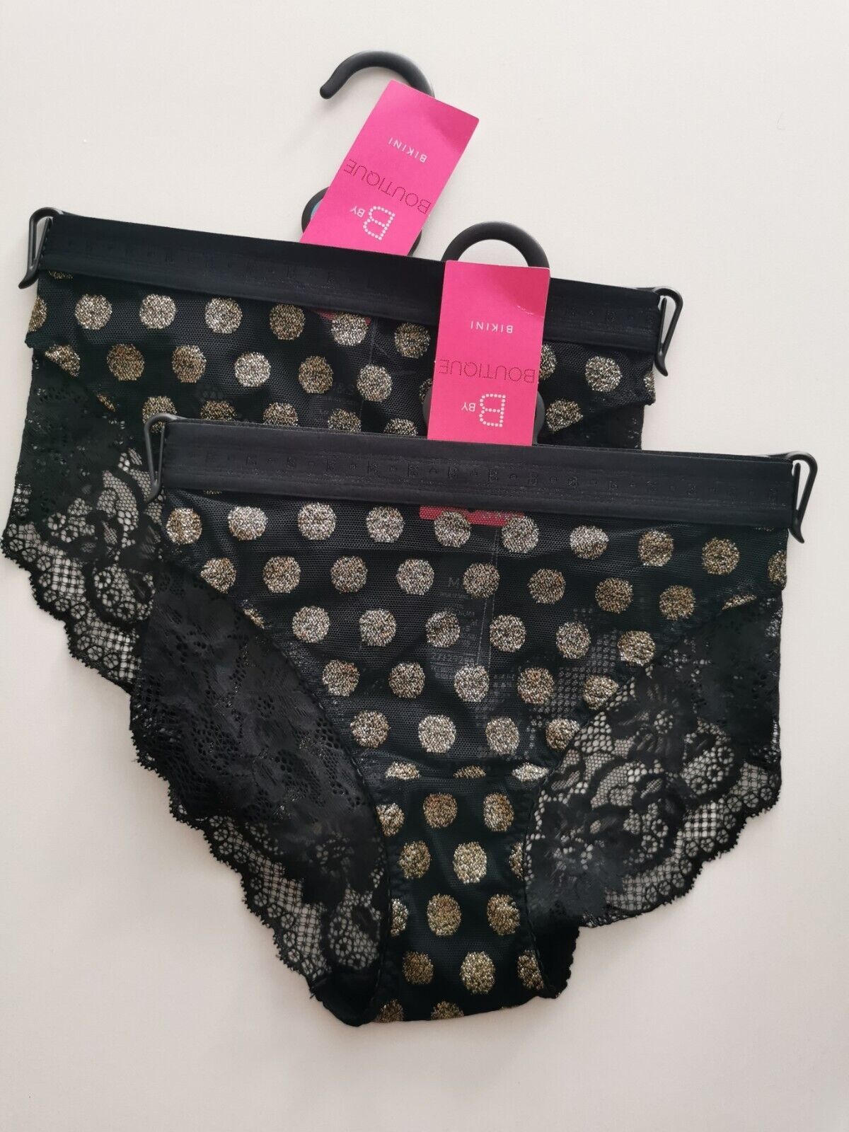 M&S B By Boutique Sparkle Spot x2 Bikini Knickers, S(8-10), M(12-14),L(16-18)