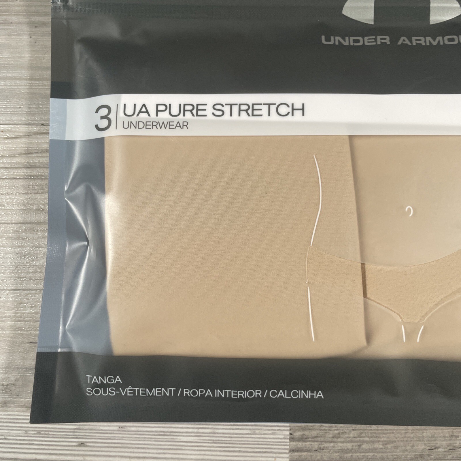 Under Armour Women’s UA Pure Stretch Thong Underwear 3 Pack Beige Nude SZ Small