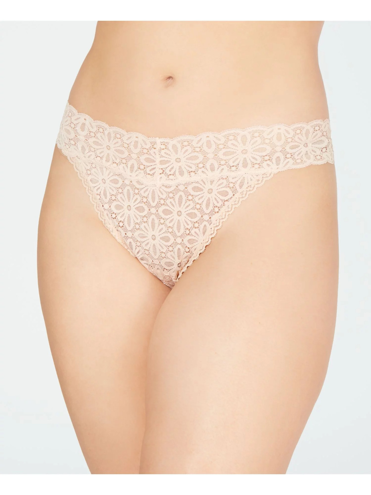 Jenni Intimates Women’s Beige Lace Thong Underwear One Size Fits 1X-3X