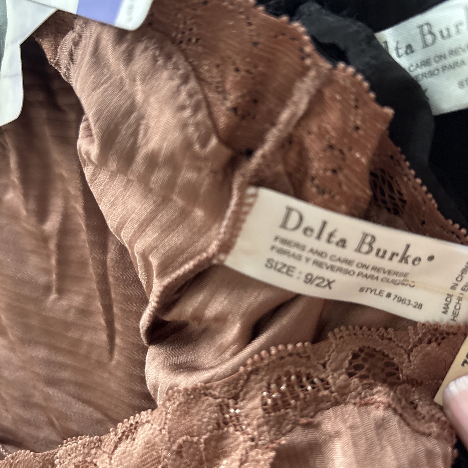 VTG NWT Delta Burke Womens Lace Hipster Panties 2pk Brown Black Size 9 2X
