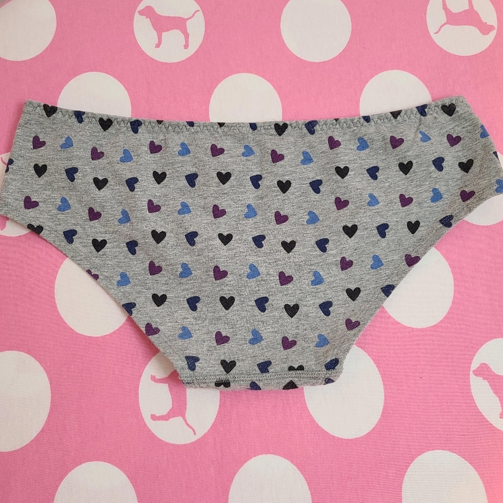 VTG VS PINK Graphic Cotton Lace Extra Low Rise Hipster Panty Size Sm Hearts