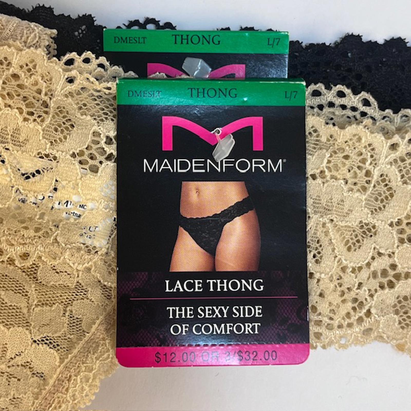 Maidenform Lace Thong Panties Set – Black & Beige L / 7