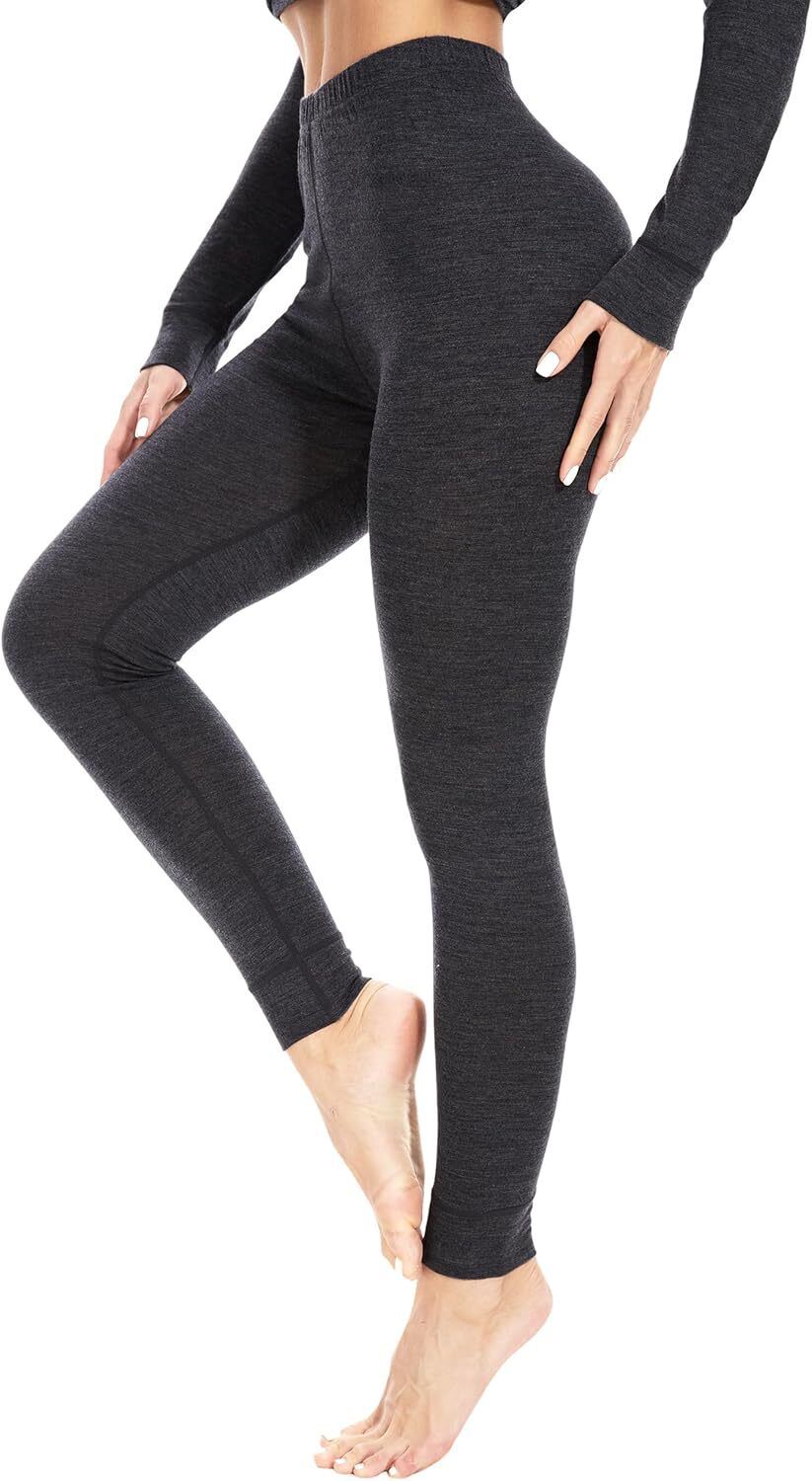 Women’s 100% Merino Wool Base Layer Pants Thermal Base Layer Long Johns Bottoms