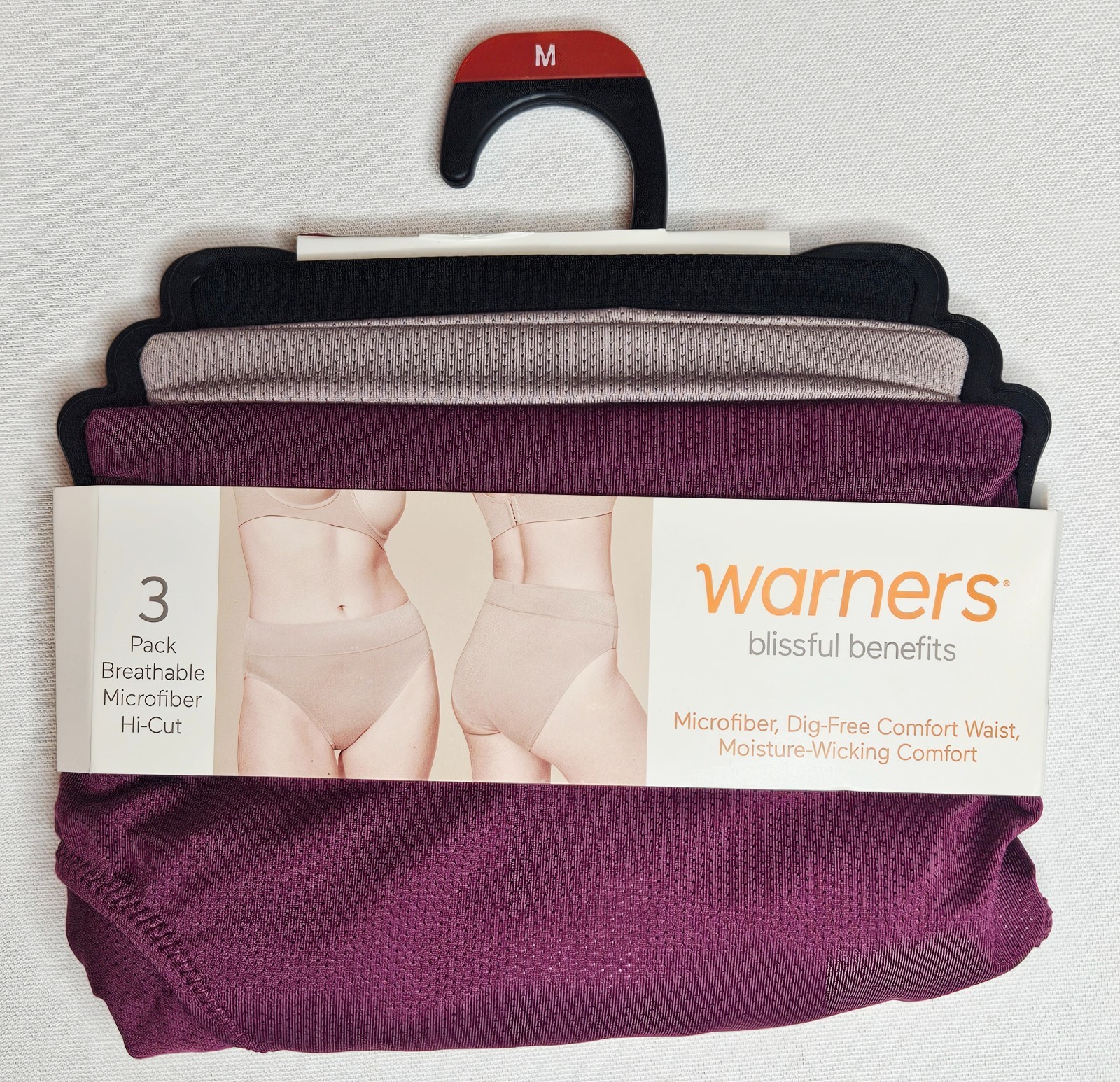 Warner’s Women’s 3 Pack Microfiber Hi-Cut Panties Moisture Wicking Medium (M) 6