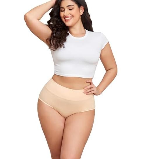 Plus Size Underwear for Women XL-5XL Cotton High Waist XX-Large Plus 4 Nude