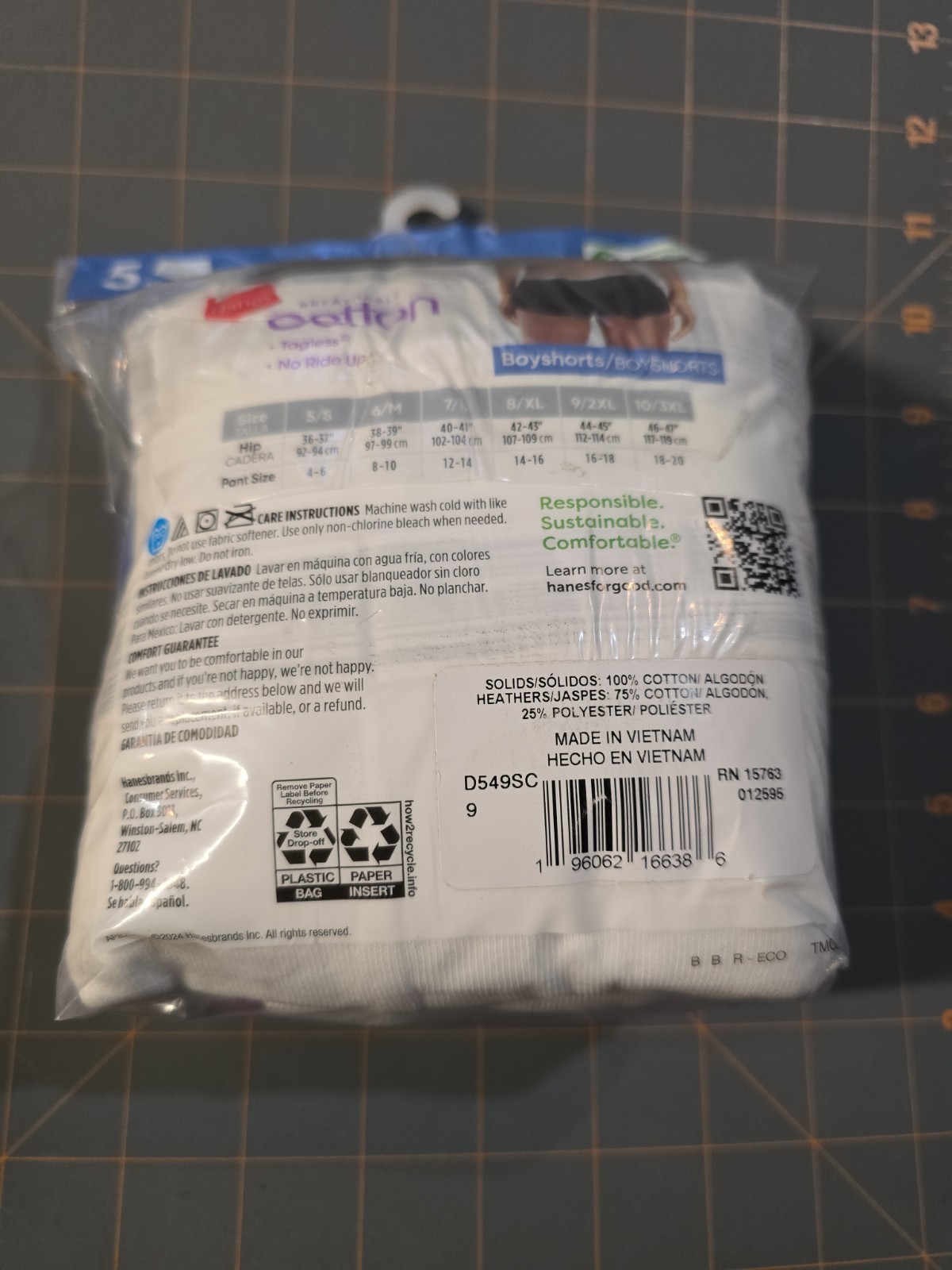HANES Women’s TAG-LESS BOYSHORTS Breathable Cotton 9/2XL (5 pack) New Sealed
