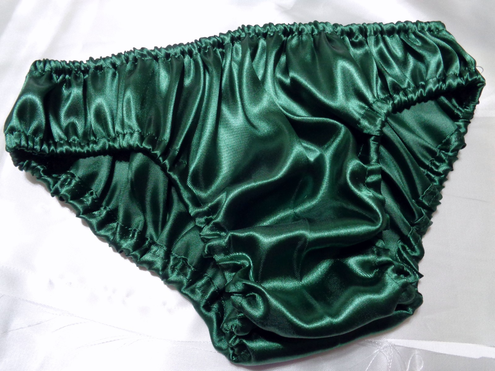 adult sissy dark green frilly men satiny *bikini panties bloomer dress-up 34-47
