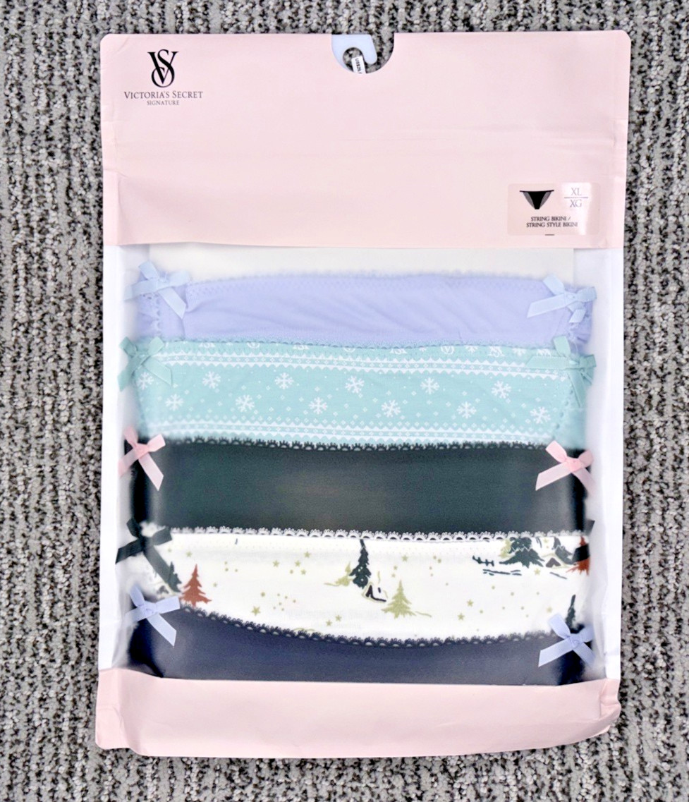 Victoria’s Secret NEW XL String Bikini Panties 5 Pack Bows Lace Cute Multi
