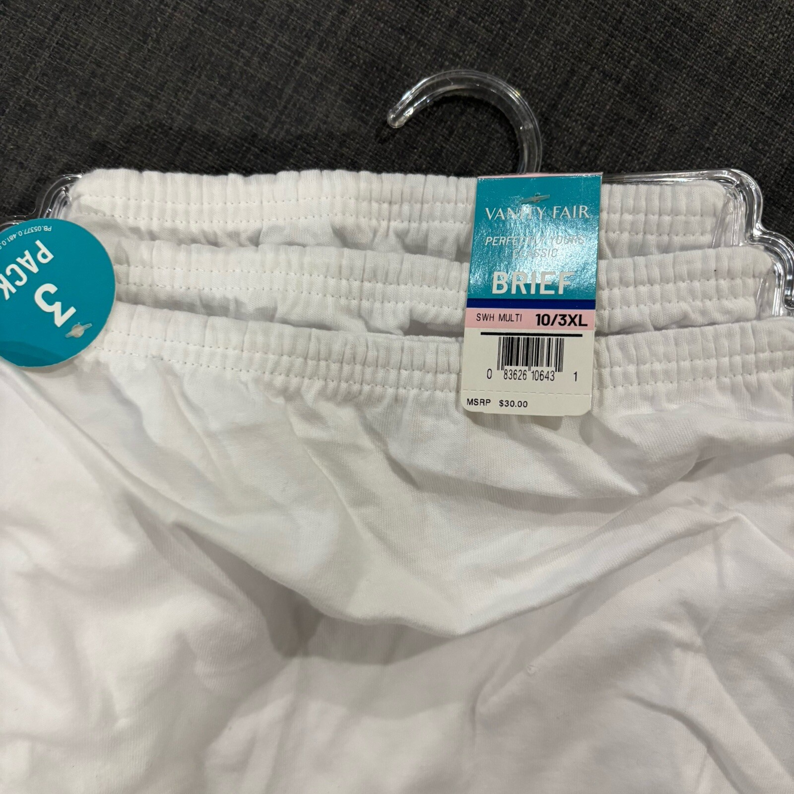 3 pack VANITY FAIR Perfectly Yours Classic Cotton 15320 Brief White 10/3XL