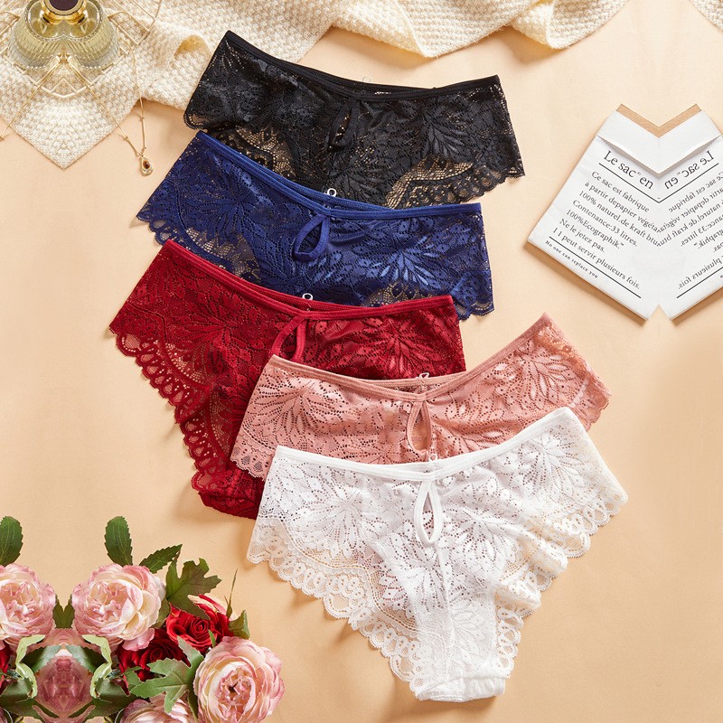 5 Pack Lot Sexy Ladies Womens Lace Panties Briefs Underwear See Through Lingerie