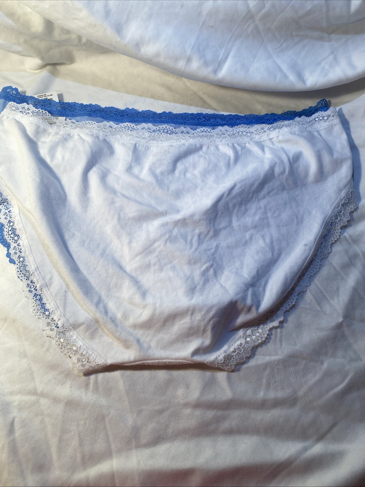 2 Jenni Intimates Lace Trim Hipster Underwear 1 White & 1 Baby Blue New W/Tag