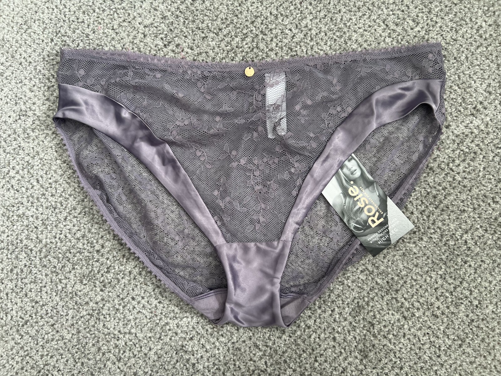 BNWT Rosie @ M&S Ladies Violet Storm High Leg French Lace Knickers Size 16